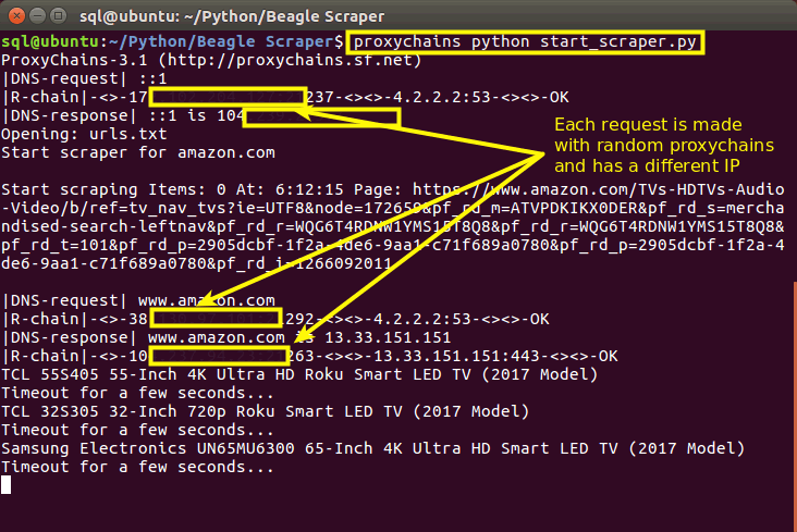 Beagle Scraper with proxychains scrape