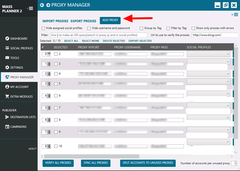 Massplanner Proxy Add a proxy