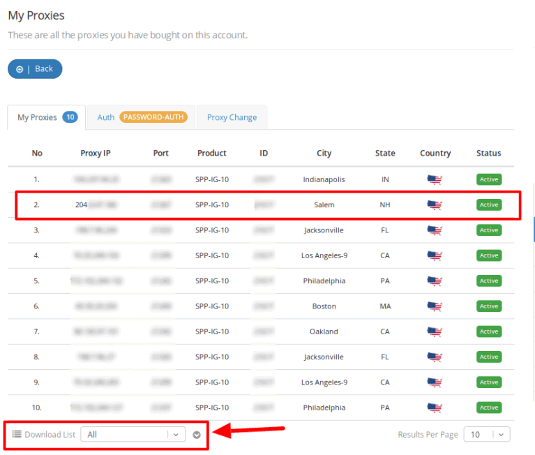 MyProxies List