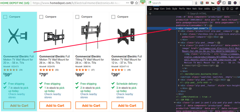 beagle scraper tutorial - html inspect source