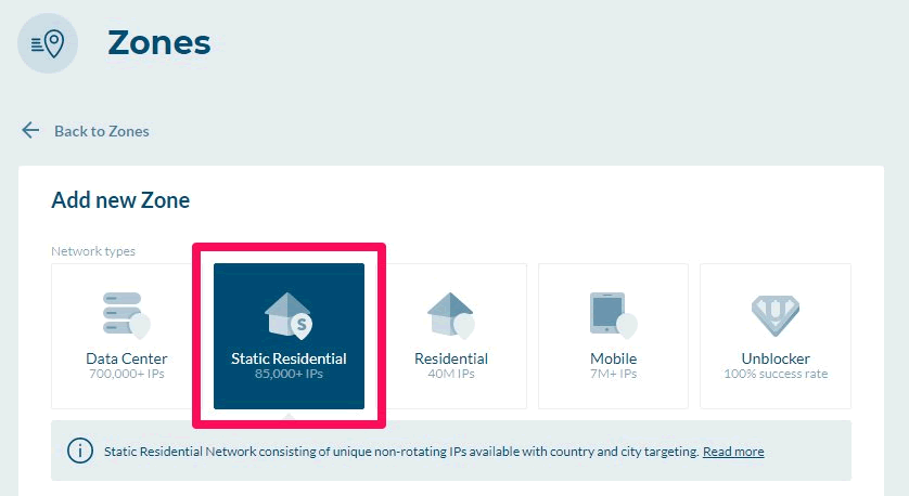 2 static residential proxies zone