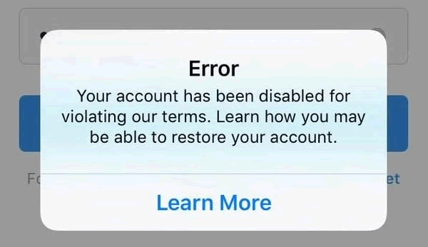 instagram account blocked